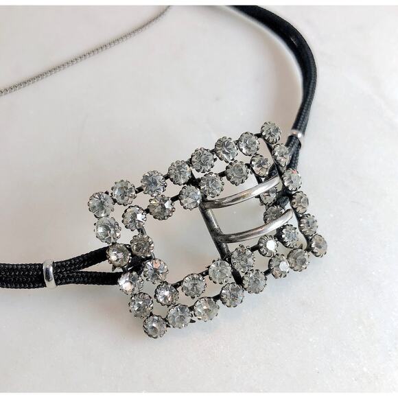 Vintage Pendant Buckle Bracelet, Rhinestones, Vintage Style Watchband - Picture 2 of 5